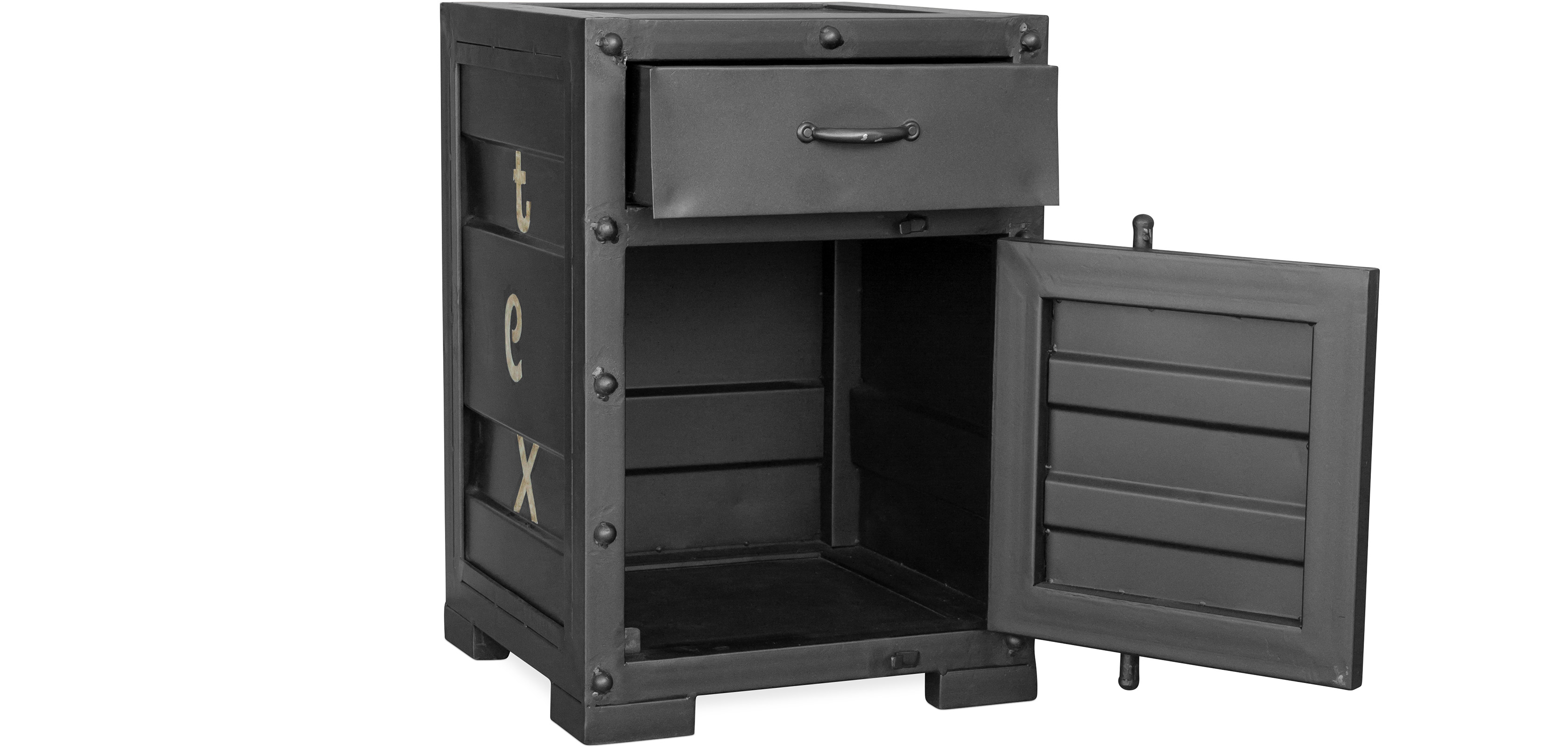 Buy Industrial vintage design bedside table Black 58341 in the Europe