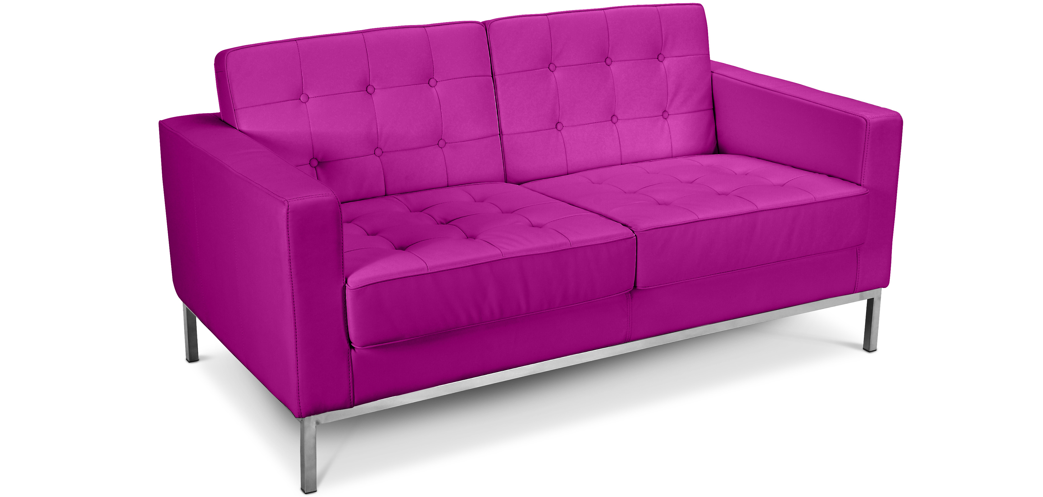 Buy Design Sofa Florence Knoll style (2 seats) Faux Leather Black