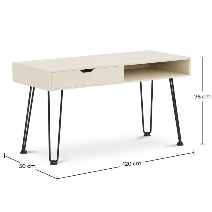 Buy Wooden Desk with Drawer Scandinavian Design Andor Natural