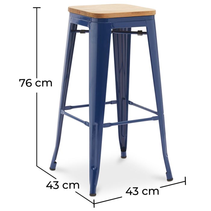 Buy Bar Stool Industrial Design Wood Steel 76cm New