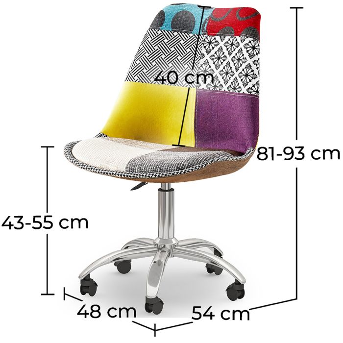 Buy Swivel Office Chair Patchwork Upholstery Ray Multicolour
