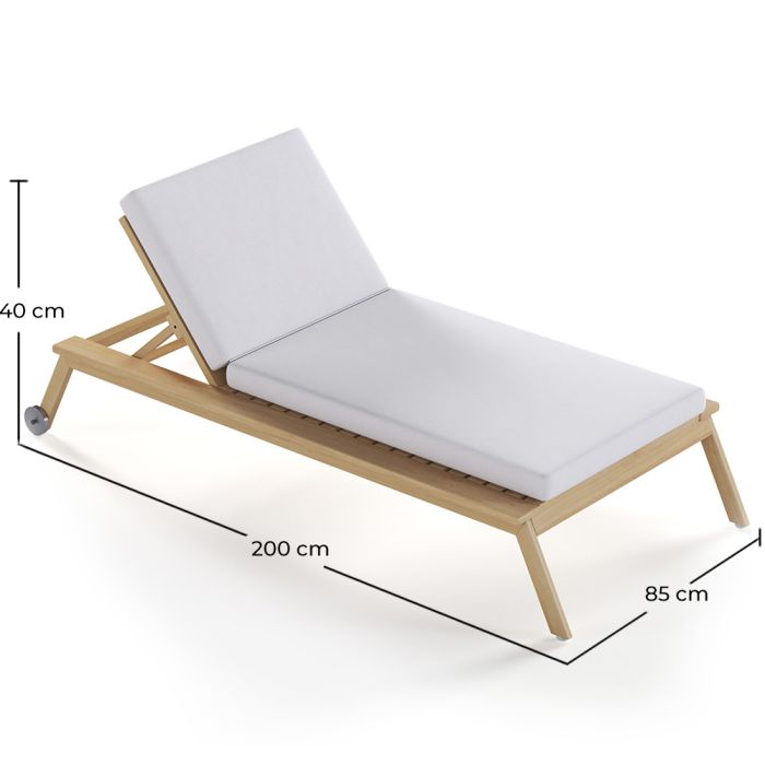 Teak Wood Sun Lounger with Cushion Steela