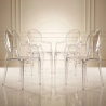 Pack of 4 Dining Chairs - Transparent - Design with Armrests - Louis XIV image 7