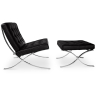 Buy Designer Armchair with Footrest - Upholstered in Faux Leather - Town Black 13183 in the Europe