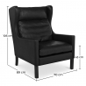 Buy Armchair with Armrests - Retro Style - Upholstered in Leather - Michal Black 50102 with a guarantee