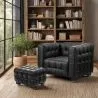 Armchair with Footrest - Upholstered in Padded Leather - Nubus image 7