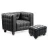 Armchair with Footrest - Upholstered in Padded Leather - Nubus image 7
