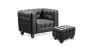 Armchair with Footrest - Upholstered in Padded Leather - Nubus image 7