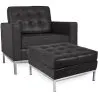 Designer Armchair with Footrest - Upholstered in Faux Leather - Konel image 7