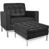 Buy Designer Armchair with Footrest - Upholstered in Faux Leather - Konel Black 16514 - prices