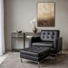 Designer Armchair with Footrest - Upholstered in Faux Leather - Konel image 7