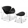 Buy Designer Armchair with Footrest - Upholstered in Leather - Chunk Black 16763 - prices