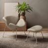 Designer Armchair with Footrest - Upholstered in Leather - Chunk image 7