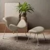 Designer Armchair with Footrest - Upholstered in Leather - Chunk image 7