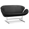 Buy Curved Sofa - Leather Upholstered - 2 Seater - Svin Black 13913 - prices