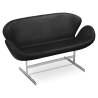 Buy Curved Sofa - Leather Upholstered - 2 Seater - Svin Black 13913 at Privatefloor