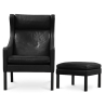 Buy Armchair with Footrest - Upholstered in Polyurethane Leather - Micah Black 15449 - in the EU