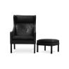 Buy Armchair with Footrest - Upholstered in Leather - Micah Black 15450 - in the EU
