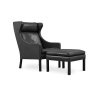 Buy Armchair with Footrest - Upholstered in Leather - Micah Black 15450 - prices