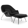 Buy Designer Armchair with Footrest - Upholstered in Fabric - Womb Black 16503 - prices