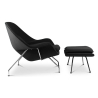 Buy Designer Armchair with Footrest - Upholstered in Fabric - Womb Black 16503 at Privatefloor
