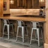Industrial Design Bar Stool with Backrest - Wood & Steel - 60 cm - Stylix image 7
