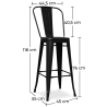 Buy Stylix square bar stool with backrest  - 76cm Black 99958347 in the Europe