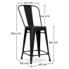 Buy Stylix square bar stool with backrest - 60cm Grey blue 58410 with a guarantee