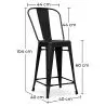 Bar Stool with Backrest - Industrial Design - 60cm - Stylix image 7