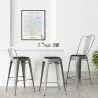 Bar Stool with Backrest - Industrial Design - 60cm - Stylix image 7