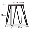 Buy Round Stool - Industrial Design - Wood & Steel - 43cm - Hairpin Dark grey 58384 at Privatefloor