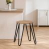 Round Bar Stool - Industrial Design - Wood & Steel - 44cm - Hairpin image 7