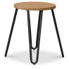 Buy Round Bar Stool - Industrial Design - Wood & Steel - 44cm - Hairpin White 59488 with a guarantee
