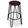 Round Stool - Industrial Design - Wood & Metal - 66cm - Hairpin image 7