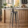 Bar Stool with Backrest - Industrial Design - Wood & Steel - 76cm - Stylix image 7