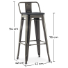 Buy Stylix bar stool with small backrest - Metal and dark wood - 76 cm Metallic bronze 59693 with a guarantee