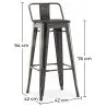 Bar Stool with Backrest - Industrial Design - Wood & Steel - 76cm - Stylix image 7