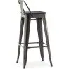 Bar Stool with Backrest - Industrial Design - Wood & Steel - 76cm - Stylix image 7