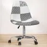 Office Chair with Castors - Desk Chair Upholstered in Black and White Patchwork - Denisse image 7