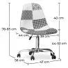 Office Chair with Castors - Desk Chair Upholstered in Black and White Patchwork - Denisse image 7