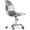 Office Chair with Castors - Desk Chair Upholstered in Black and White Patchwork - Denisse image 7