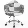 Office Chair with Armrests - Desk Chair with Castors - Upholstered in Black and White Patchwork - Denisse - Weston image 7