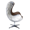 Buy Armchair with Armrests - Aviator Style - Leather and Metal - Cocoon Brown 25627 at Privatefloor