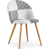 Buy Dining Chair Accent Patchwork Upholstered Scandi Retro Design Wooden Legs - Evelyne Sam White / Black 59937 - prices