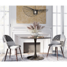 Buy Dining Chair Accent Patchwork Upholstered Scandi Retro Design Dark Wooden Legs - Evelyne Sam White / Black 59942 - in the EU