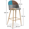 Buy Patchwork Upholstered Bar Stool Scandinavian Design with Metal Legs - Evelyne Patty Multicolour 59943 Home delivery