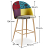 Buy Patchwork Upholstered Bar Stool Scandinavian Design with Metal Legs - Evelyne Ray Multicolour 59945 home delivery
