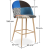 Buy Patchwork Upholstered Bar Stool Scandinavian Design with Metal Legs - Evelyne Pixi Multicolour 59946 Home delivery