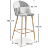 Buy Patchwork Upholstered Bar Stool Scandinavian Design with Metal Legs - Evelyne Sam White / Black 59947 home delivery