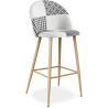 Buy Patchwork Upholstered Stool - Scandinavian Style - Black and White - Evelyne White / Black 59947 - prices